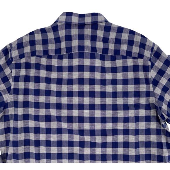 UNTUCKit Men's Button Up Shirt Blue Plaid XL Long Sleeve Cotton Linen Blend EUC - Picture 10 of 13